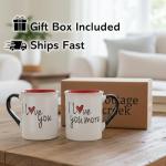 Valentine's Coffee Cups, Set of 2 Mugs with Love Messages