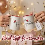 Valentine's Coffee Cups, Set of 2 Mugs with Love Messages