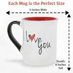 Valentine's Coffee Cups, Set of 2 Mugs with Love Messages