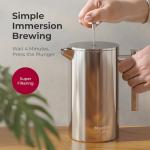 MuellerLiving French Press Coffee Maker, 34 oz, Stainless Steel, 4 Filters, Double Insulated, Rust-Free, Dishwasher Safe