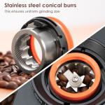SOWTECH Anti-static Conical Burr Coffee Grinder, Adjustable Burr Mill with 38 Precise Grind Setting, precision timer, for Espresso/Drip/Pour Over/Cold Brew/French Press Coffee Maker(Black)