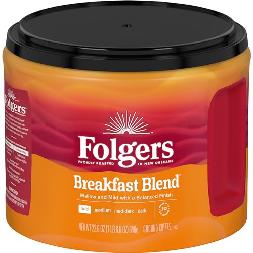Folgers Breakfast Blend Mild Roast Ground Coffee, 22.6oz