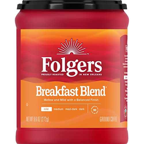 Folgers Breakfast Blend Medium Roast Ground Coffee, 9.6oz
