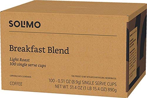 Solimo Breakfast Blend Coffee Pods, Compatible with Keurig