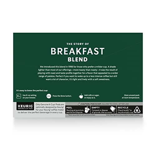 Starbucks K-Cup Breakfast Blend Medium Coffee Pods Arabica