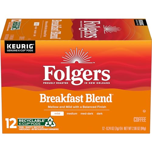 12 Folgers Breakfast Blend Keurig K-Cup Pods