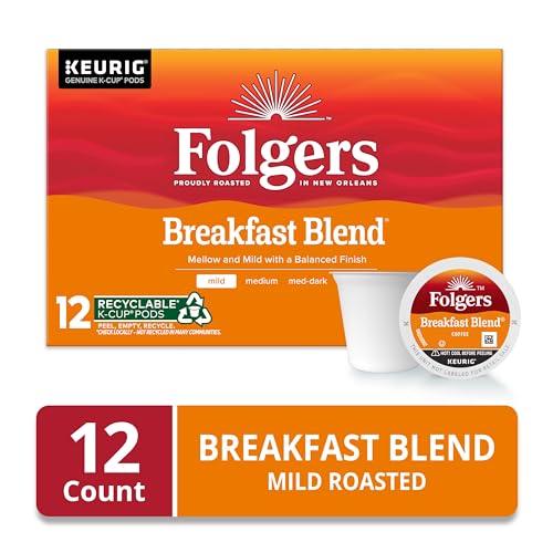 12 Folgers Breakfast Blend Keurig K-Cup Pods