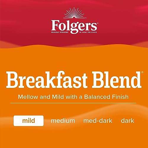 Folgers Breakfast Blend Ground Coffee, Smooth & Mild