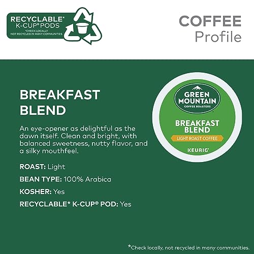 Green Mountain Breakfast Blend K-Cup Pods, Light Roast