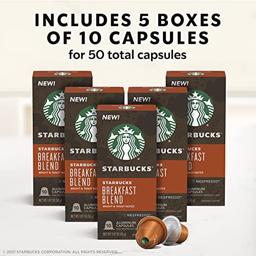 Starbucks Medium Roast Breakfast Blend Nespresso Capsules (50)