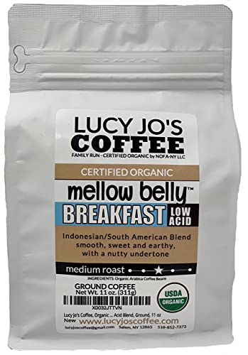 Lucy Jo's Organic Mellow Belly Low Acid Coffee, 11oz
