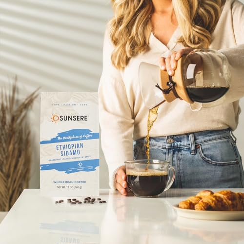 Ethiopian Sidamo Coffee: Medium Roast Whole Bean 12oz
