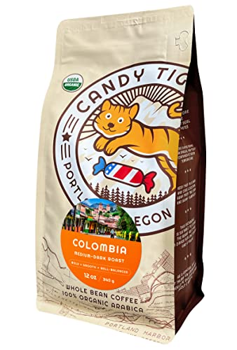 Organic Colombian Medium to Dark Roast Whole Bean Coffee