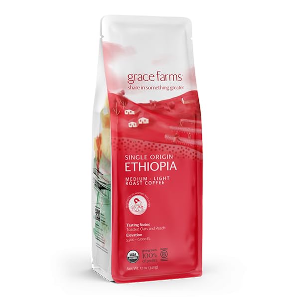 Grace Farms Ethiopian Medium-Light Roast Coffee, 12oz Bag