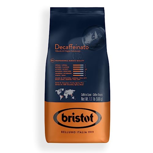 Bristot Decaf Italian Espresso Beans Whole Medium Roast