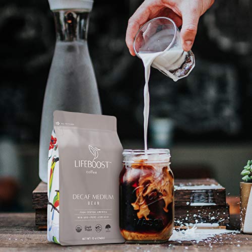 Lifeboost Medium Swiss Water Decaf Coffee Beans - Low Acid Organic - Whole Bean - 12 oz