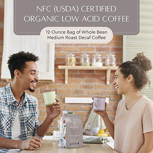 Lifeboost Medium Swiss Water Decaf Coffee Beans - Low Acid Organic - Whole Bean - 12 oz