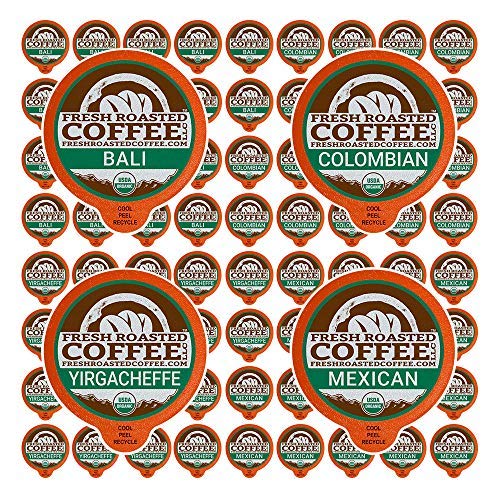 Fresh Roasted Coffee, Organic Single-Origin Variety Pack | 72 Pods for K Cup Brewers