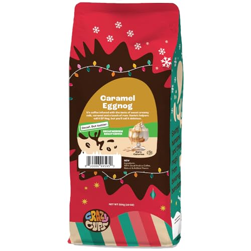 Decaf Caramel Eggnog Coffee Grounds, 10oz Bag