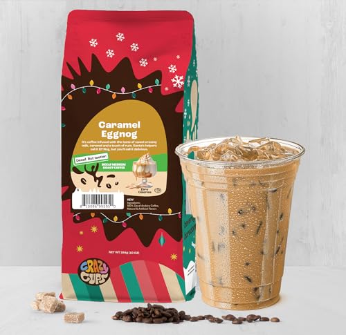 Decaf Caramel Eggnog Coffee Grounds, 10oz Bag