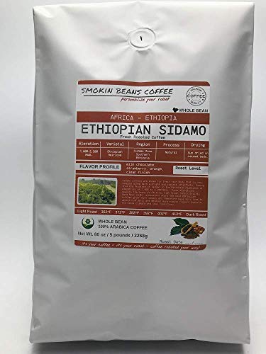 5lb Ethiopia Sidamo Arabica heirloom beans, freshly roasted-medium roast