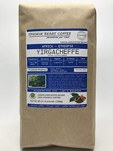African Ethiopia Yirgacheffe Unroasted Green Coffee Beans 5lb