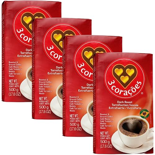 4 Packs of 3 Coracoes Extra Forte Ground Coffee