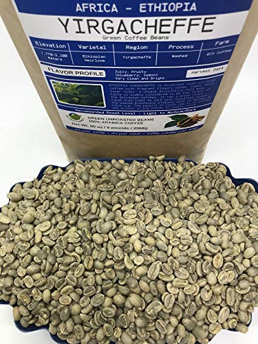 African Ethiopia Yirgacheffe Unroasted Green Coffee Beans 5lb