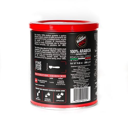 Caffe Vergnano 100% Arabica Espresso Ground Coffee Can