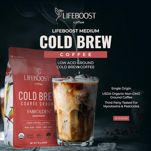 Lifeboost Dark Cold Brew Coarse Ground Coffee - Organic