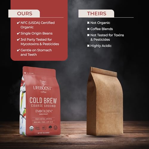 Lifeboost Dark Cold Brew Coarse Ground Coffee - Organic