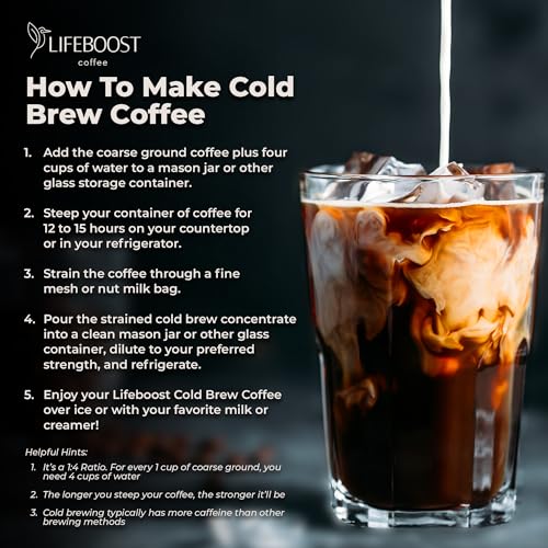 Lifeboost Dark Cold Brew Coarse Ground Coffee - Organic
