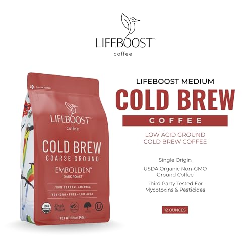 Lifeboost Dark Cold Brew Coarse Ground Coffee - Organic