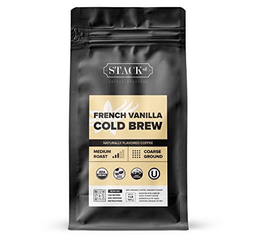 1 LB Organic French Vanilla Cold Brew Coffee - Coarse Ground