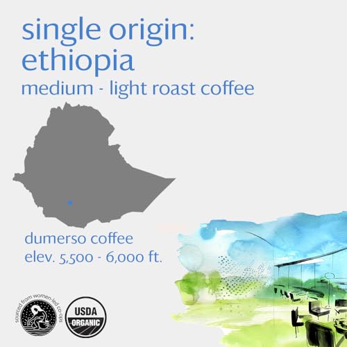 Ethiopia Medium-Light Roast Whole Bean Coffee, 12oz Bag