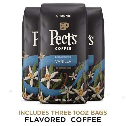 Peet's Vanilla Ground Coffee, 3 Bags, Light Roast