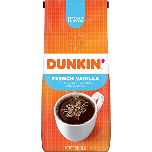 Dunkin' French Vanilla Ground Coffee, 12 Ounce Bag