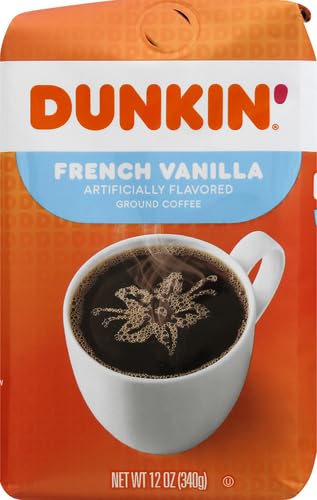 Dunkin' French Vanilla Ground Coffee, 12 Ounce Bag