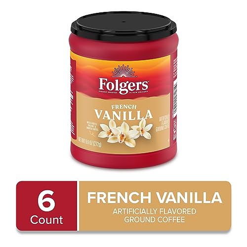 Folgers French Vanilla Ground Coffee, 9.6oz (6 Pack)