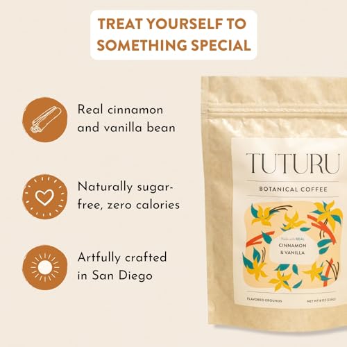 TUTURU Cinnamon Vanilla Ground Medium Roast Organic Coffee