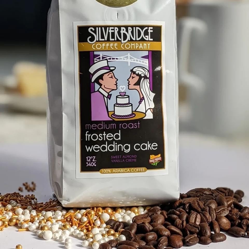 Silver Bridge Flavored Ground Coffee Frosted Wedding Cake