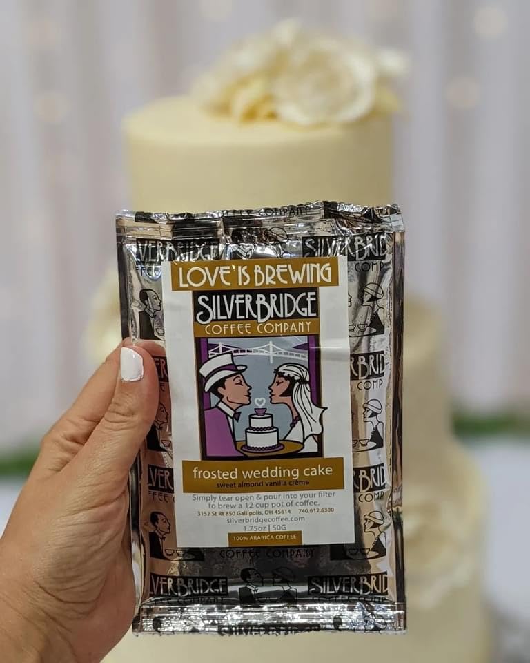 Silver Bridge Flavored Ground Coffee Frosted Wedding Cake