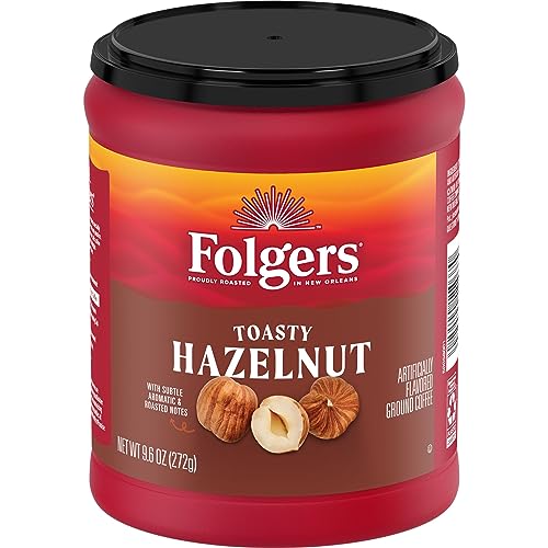 6 Pack Folgers Toasty Hazelnut Ground Coffee, 9.6oz