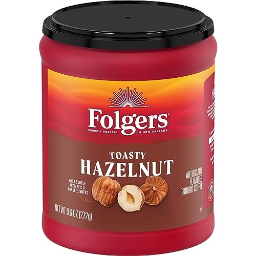 6 Pack Folgers Toasty Hazelnut Ground Coffee, 9.6oz