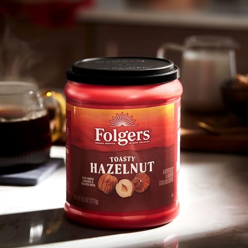 6 Pack Folgers Toasty Hazelnut Ground Coffee, 9.6oz