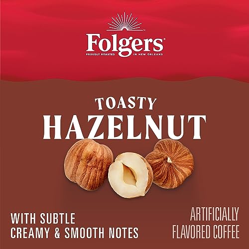 6 Pack Folgers Toasty Hazelnut Ground Coffee, 9.6oz