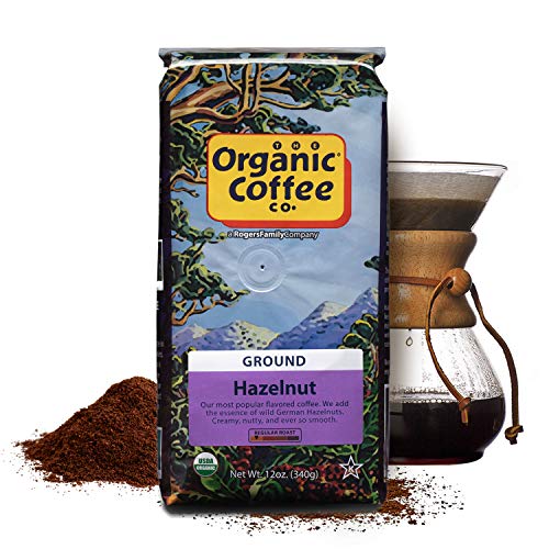 The Organic Coffee Co. Ground Coffee - Hazelnut Crème (12oz Bag), Flavored, Medium Roast, USDA Organic