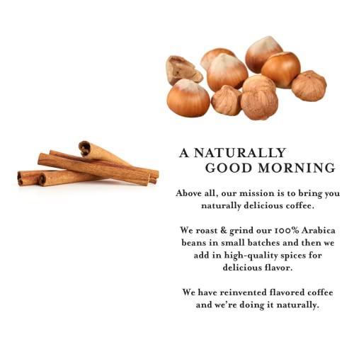 Via Bom Dia 100% Naturally Flavored Ground Coffee, Cinnamon Hazelnut, Medium Roast, No Artificial Flavors, 12 oz. Bag Great Stocking Stuffer for Coffee Lover
