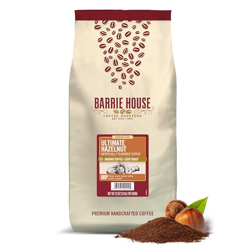 Barrie House Ultimate Hazelnut Flavored Ground Coffee | 2 lb Bag | 100% Arabica Coffee Beans | Artificially Flavored