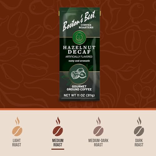 Boston’s Best Gourmet Ground Coffee – Hazelnut Flavored Decaf Coffee – Medium Roast – 11 oz